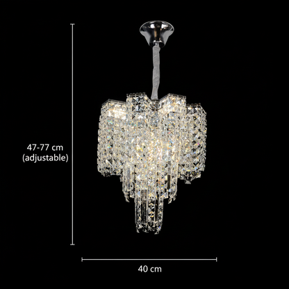 Lustre en Cristal TAGISH Nobile 7xE14, diamètre 40cm, métal et cristal, chrome brillant, hauteur réglable