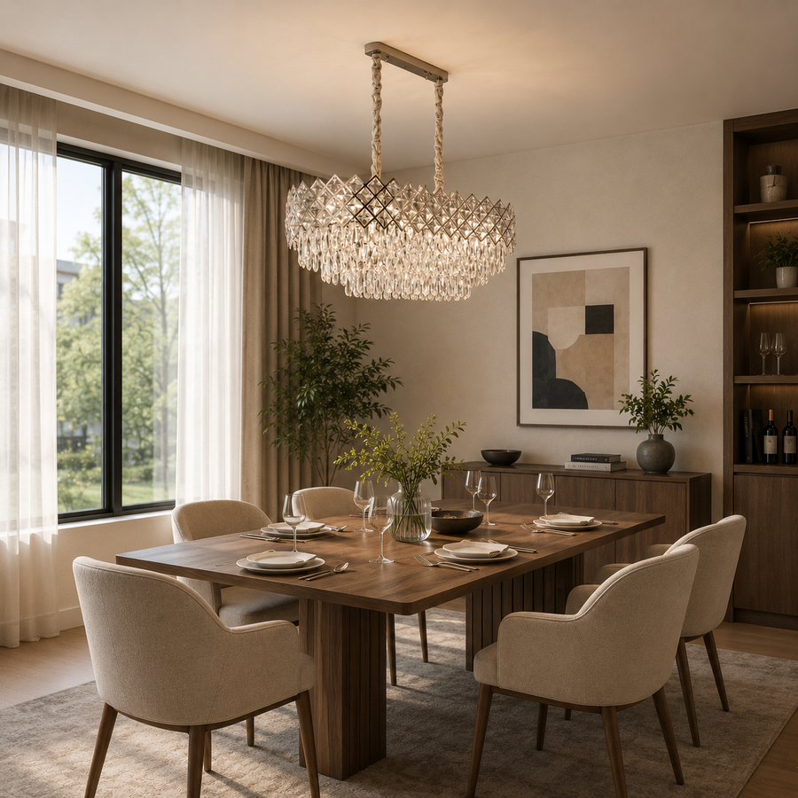 VECTORIA Supremo Lustre en cristal, 10xE14, diamètre 75x39cm, Chrome brillant, hauteur réglable, métal et cristal