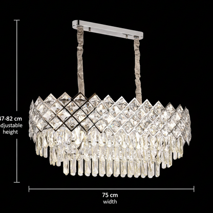 VECTORIA Supremo Lustre en cristal, 10xE14, diamètre 75x39cm, Chrome brillant, hauteur réglable, métal et cristal