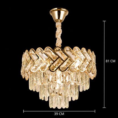 Lustre en cristal VECTOR Nobile 5xE14, diamètre 39cm, or brillant, hauteur réglable, métal et cristal