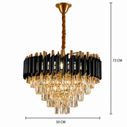 Lustre en cristal VERSAILLES Eleganza 8x E14, diamètre 50cm, noir, or brillant, hauteur réglable
