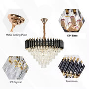 Lustre en cristal VERSAILLES Magno 8xE14, diamètre 60 cm, noir et doré, lustres en cristal à hauteur réglable Default Title Alessandro Design