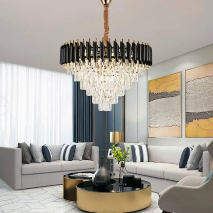 Lustre en cristal VERSAILLES Magno 8xE14, diamètre 60 cm, noir et doré, lustres en cristal à hauteur réglable Default Title Alessandro Design
