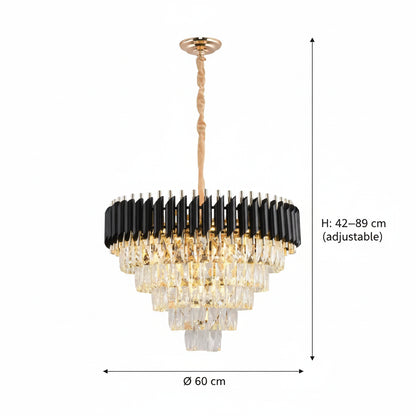 Lustre en cristal VERSAILLES Magno 8xE14, diamètre 60 cm, noir et doré, lustres en cristal à hauteur réglable Default Title Alessandro Design