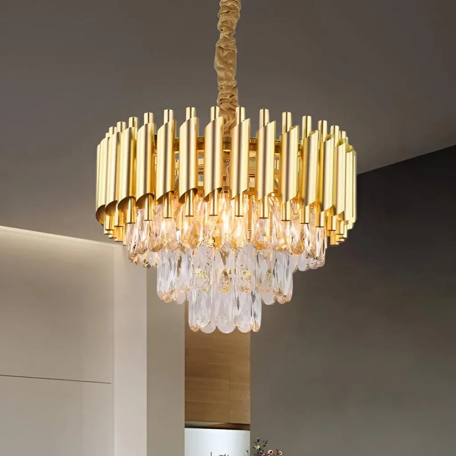 Lustre en cristal VERSAILLES Nobile 5xE14, diamètre 40cm, doré, lustres en cristal à hauteur réglable Titre par défaut Alessandro Design