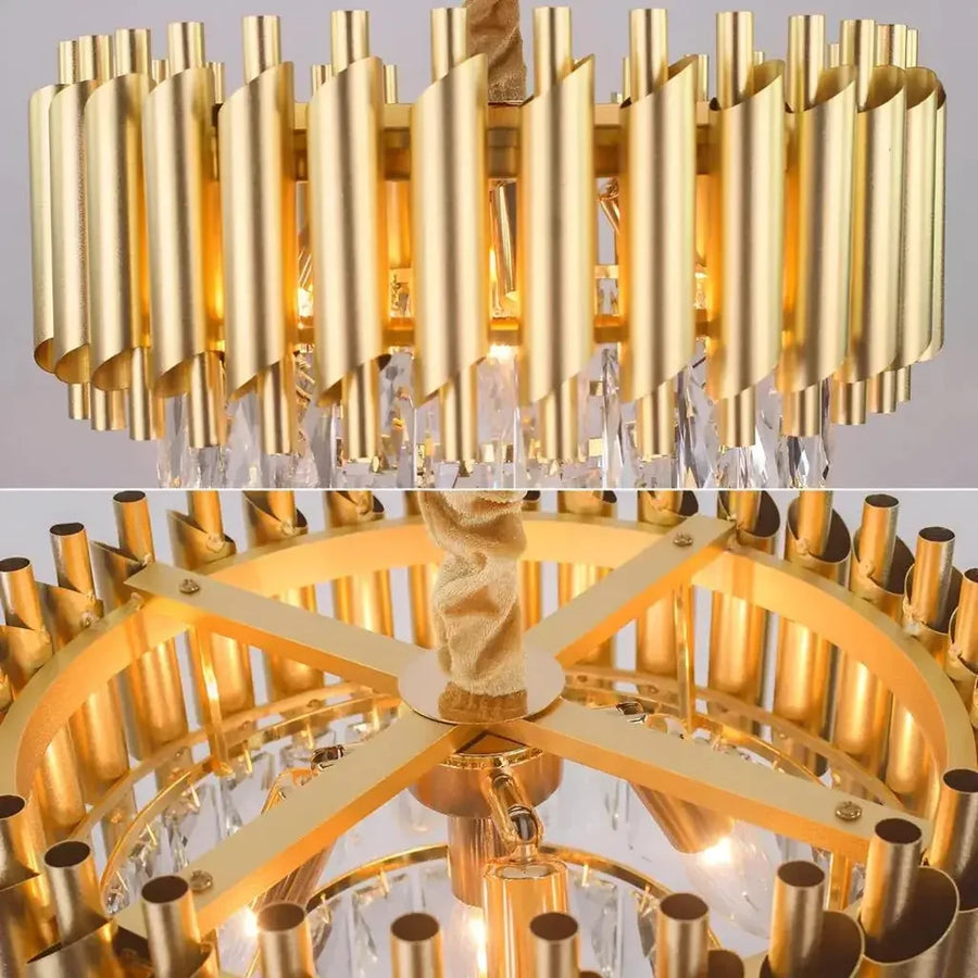 Lustre en cristal VERSAILLES Nobile 5xE14, diamètre 40cm, doré, lustres en cristal à hauteur réglable Titre par défaut Alessandro Design
