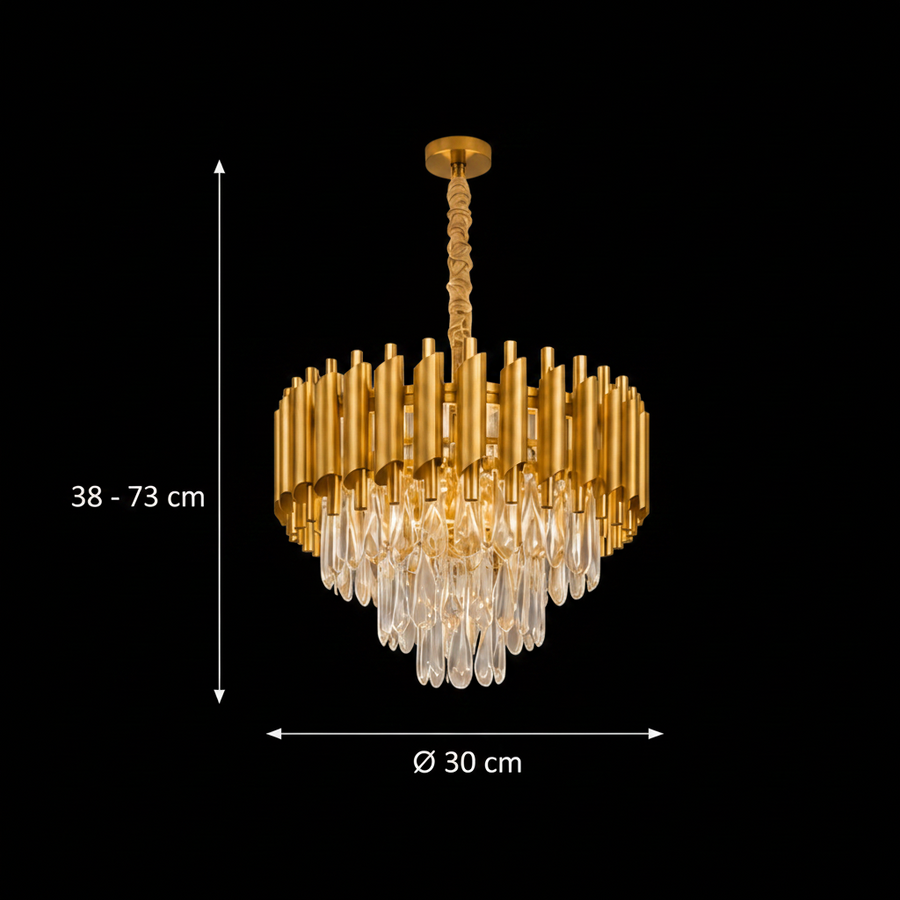 Lustre en Cristal VERSAILLES Nobile 5xE14, diamètre 40cm, doré, hauteur réglable
