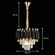 Nobile VERSAILLES Lustre en Cristal 5xE14, diamètre 40cm, Or Brillant et Noir