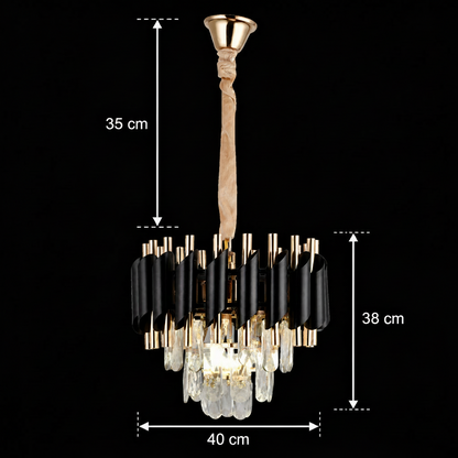 Nobile VERSAILLES Lustre en Cristal 5xE14, diamètre 40cm, Or Brillant et Noir