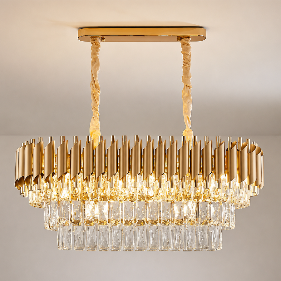 Lustre en cristal VERSAILLES Regalis 10xE14, diamètre 80cm, doré, hauteur réglable