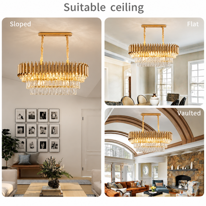 Lustre en cristal VERSAILLES Regalis 10xE14, diamètre 80cm, doré, hauteur réglable