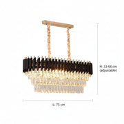 Lustre en cristal VERSAILLES Regalis 10x E14, Or brillant et noir, Lustre en cristal à hauteur réglable Titre par défaut Alessandro Design