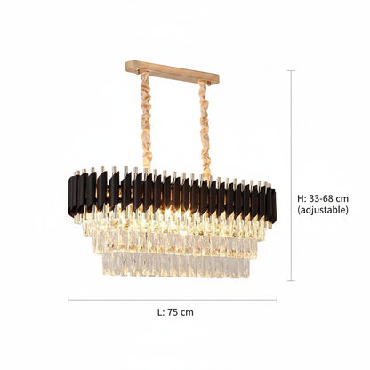 Lustre en cristal VERSAILLES Regalis 10x E14, Or brillant et noir, Lustre en cristal à hauteur réglable Titre par défaut Alessandro Design