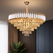 VERSAILLES Lustre en cristal Supremo 12xE14, diamètre 80 cm, or brillant et blanc, hauteur réglable