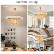 VERSAILLES Lustre en cristal Supremo 12xE14, diamètre 80 cm, or brillant et blanc, hauteur réglable