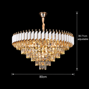 VERSAILLES Lustre en cristal Supremo 12xE14, diamètre 80 cm, or brillant et blanc, hauteur réglable