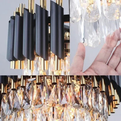 Lustre en cristal VERSAILLES Supremo 12xE14, diamètre 80 cm, or brillant et noir, lustres en cristal à hauteur réglable Default Title Alessandro Design