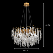 WALTZ Cascade Lustre en Cristal, 6xG9, Or, diamètre 45 cm, Hauteur réglable