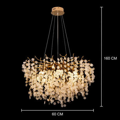 WALTZ Serenade Lustre en cristal, 6xG9, doré, 60 cm, hauteur réglable