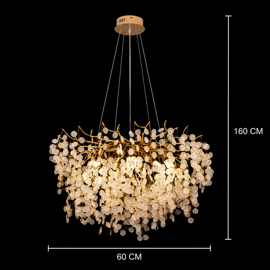 WALTZ Serenade Lustre en cristal, 6xG9, doré, 60 cm, hauteur réglable
