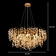 WALTZ Serenade Lustre en cristal, 9xG9, doré, 80 cm, hauteur réglable