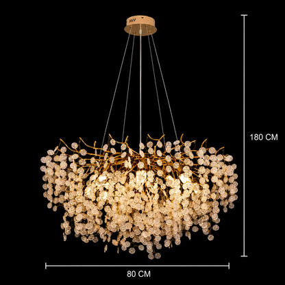 WALTZ Serenade Lustre en cristal, 9xG9, doré, 80 cm, hauteur réglable