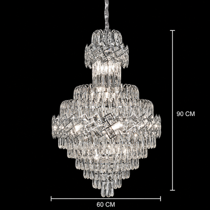 Lustre en cristal WINDSOR Grande Supremo 14xE14, diamètre 60X90cm, chrome brillant, hauteur réglable