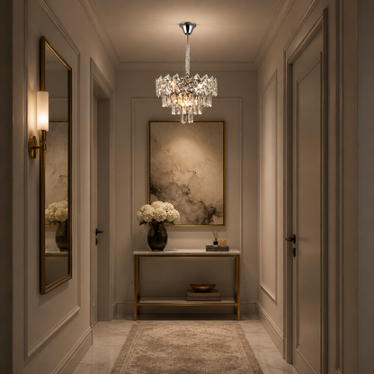 Lustre en cristal WINDSOR Petito 3xE14, diamètre 29cm, chrome brillant, hauteur réglable