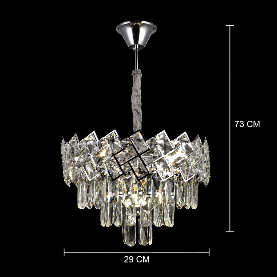 Lustre en cristal WINDSOR Petito 3xE14, diamètre 29cm, chrome brillant, hauteur réglable