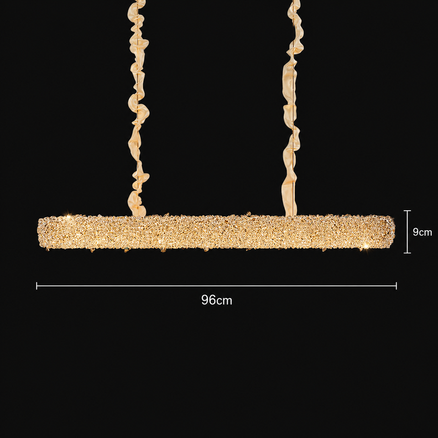 Lustre en cristal, PRAGUE Imperio, 35 W, 96 cm, lumière froide/chaude/neutre, doré, hauteur réglable