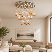 Candelabru LED Cristal ESIK Supremo, 112W, Lumina Rece/Calda/Neutra, Metal si Sticla, Auriu