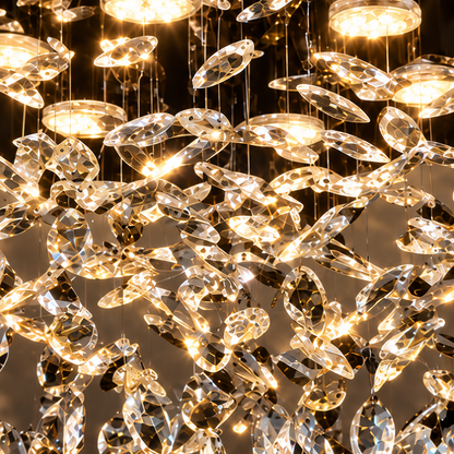 Lustre LED en cristal LLC210/400CH rond, 22 W, lumière froide/chaude/neutre, cristal, chrome brillant