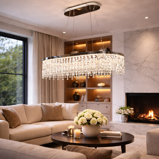 Lustre LED avec télécommande, 114W, ROYALE Imperio, 70x33x120, lumière froide/neutre/chaude, variable, argent, cristal, acier Lustres LED avec télécommande Titre par défaut Alessandro Design