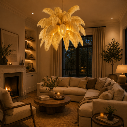 Lustre LED Thalios, Plumes 1xE27, 30cm, Crème