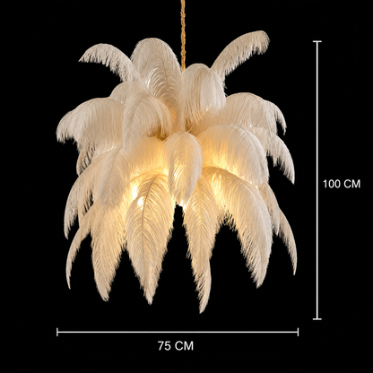 Lustre LED Thalios, Plumes 1xE27, 30cm, Crème
