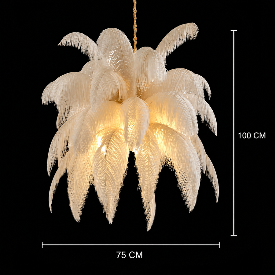 Lustre LED Thalios, Plumes 1xE27, 30cm, Crème