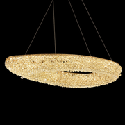 Lustre moderne avec cristal, télécommande, PRUGU, 65W, lumière chaude/neutre/froide, longueur 35 cm, doré, hauteur réglable