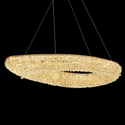 Lustre moderne avec cristal, télécommande, PRUGU, 65W, lumière chaude/neutre/froide, longueur 35 cm, doré, hauteur réglable
