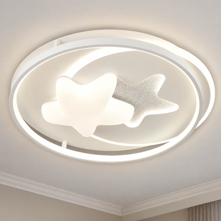 Lustre LED avec télécommande ISTARAVSHAN, Forme des Corps Célestes, 87W, Lumière Froide/Chaude/Neutre, Dimmable, Blanc