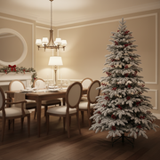Decorațiune Brad Artificial CRAN, 150 cm, 320 vârfuri, Plastic, Verde si Alb