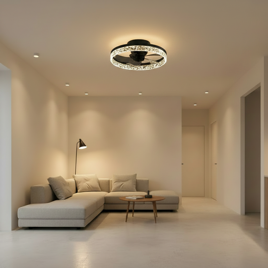 VEYA Lustre LED avec Télécommande, 38W, D50cm, Lumière Froide/Neutre/Chaude, Noir