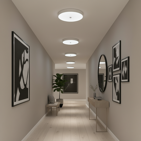 Plafonnier LED PL8001, D22cm, IP44, 8W, Lumière Froide 6000k, Blanc