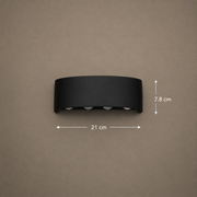 Applique murale d'extérieur LED Ellis, 8 W, 8 sources lumineuses, lumière chaude, noir