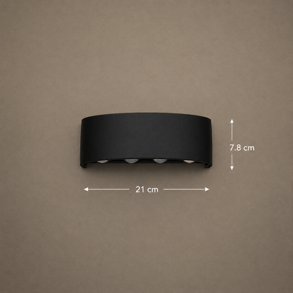 Applique murale d'extérieur LED Ellis, 8 W, 8 sources lumineuses, lumière chaude, noir