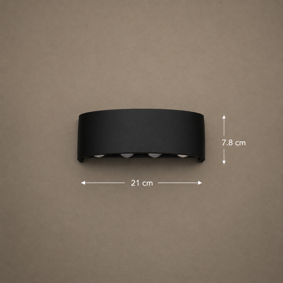 Applique murale d'extérieur LED Ellis, 8 W, 8 sources lumineuses, lumière chaude, noir