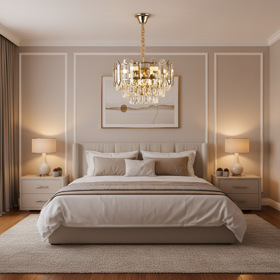 Lustre en cristal Alfred 6x E14 doré