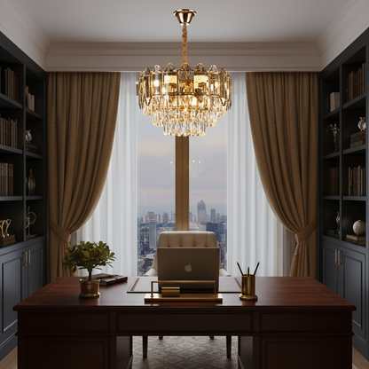 Lustre en cristal Alfred 6x E14 doré