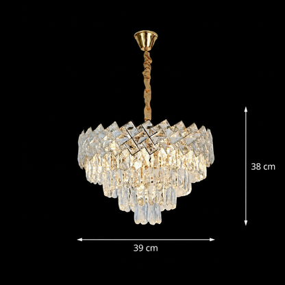 Lustre en cristal WINDSOR Nobile 5xE14, diamètre 39cm, or brillant, hauteur réglable