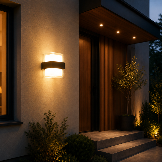 Applique murale d'extérieur LED AMIRA, 8W, 2 sources lumineuses, lumière chaude, appliques d'extérieur noires Default Title Alessandro Design