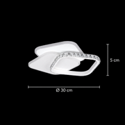 Lustre LED en cristal ANASTASIA 39W, Diamètre 30cm, Lumière Froide/Chaude/Neutre, Blanc